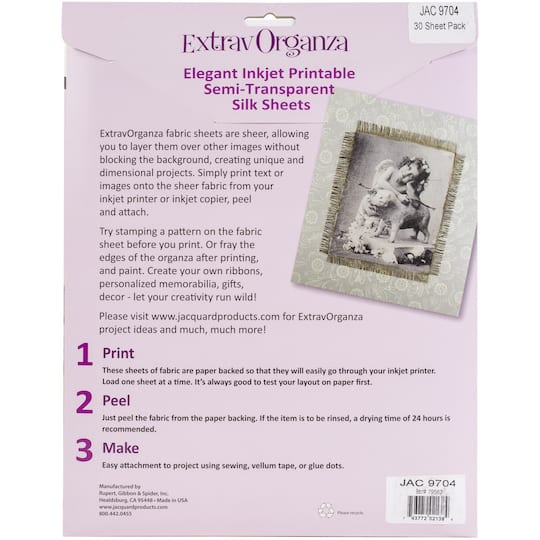 ExtravOrganza Silk Ink Jet Fabric Sheets, 8.5" x 11"